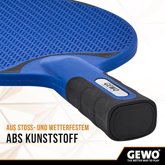 GEWO Outdoor Table Tennis Bat - Weatherproof Table Tennis Bat Blue for Outdoor Use with Sturdy Mesh Structure Non-Slip Handle Ideal for Water Table Tennis and Leisure Table Tennis Outdoor