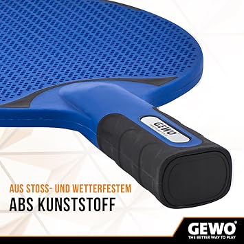GEWO Outdoor Table Tennis Bat - Weatherproof Table Tennis Bat Blue for Outdoor Use with Sturdy Mesh Structure Non-Slip Handle Ideal for Water Table Tennis and Leisure Table Tennis Outdoor