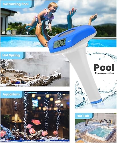 Miniatura 8 de BALDR Termómetro flotante de fácil lectura, termómetro solar para piscina con pantalla digital, IPX8 impermeable para jacuzzis, inmersión fría y