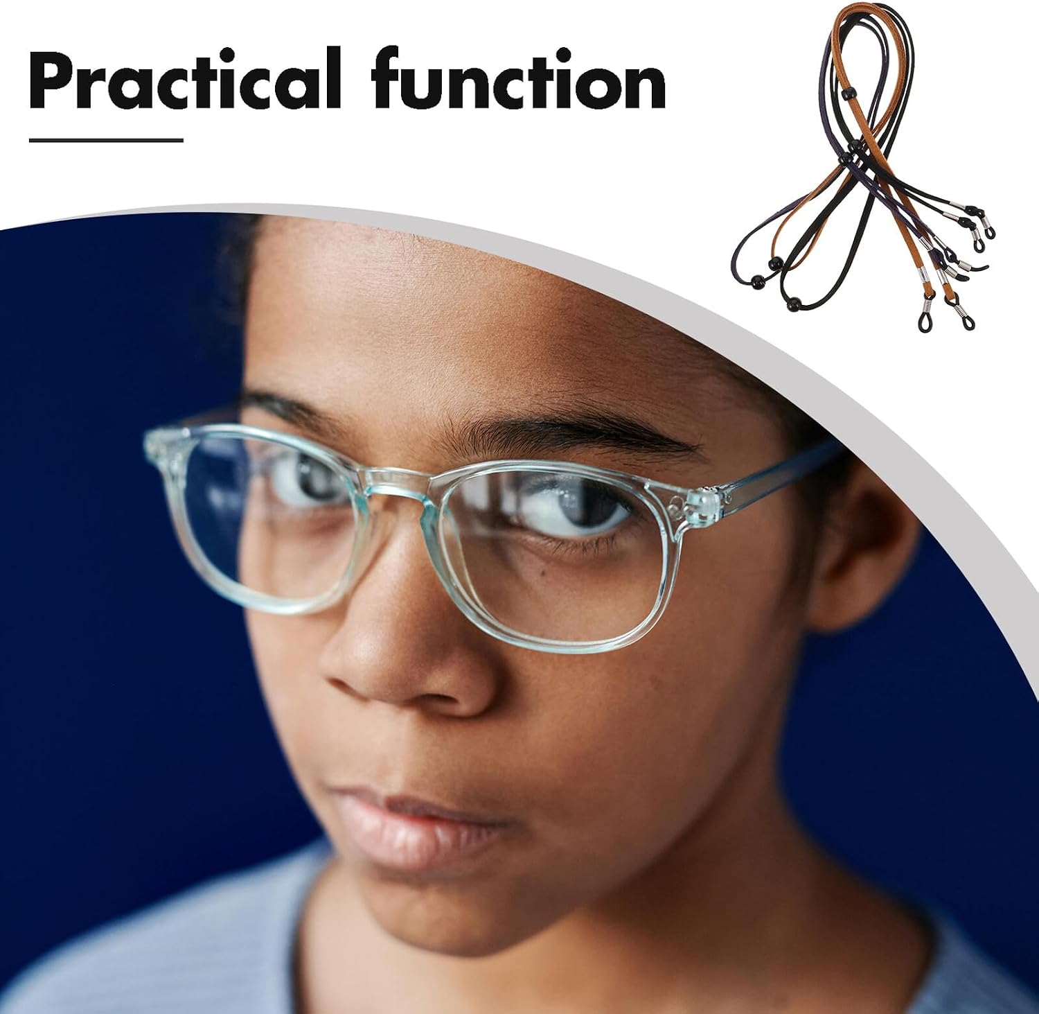 6pcs Suede Eyeglasses Holder Strap Anti-slip Glasses Neck Chain Adjustable Eyewear Rope for Men and Women Daily Sports Use Brown Black Navy