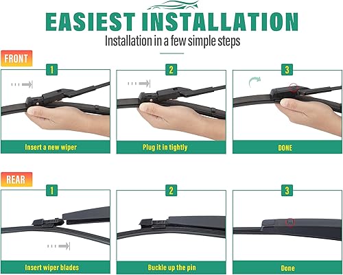 Vista 350 de 26" 20" 16" Windshield Wiper Blades Replacement for Dodge Grand Caravan 2008-2020 / Chrysler Town & Country 2008-2016 Premium All Weather Front Rear