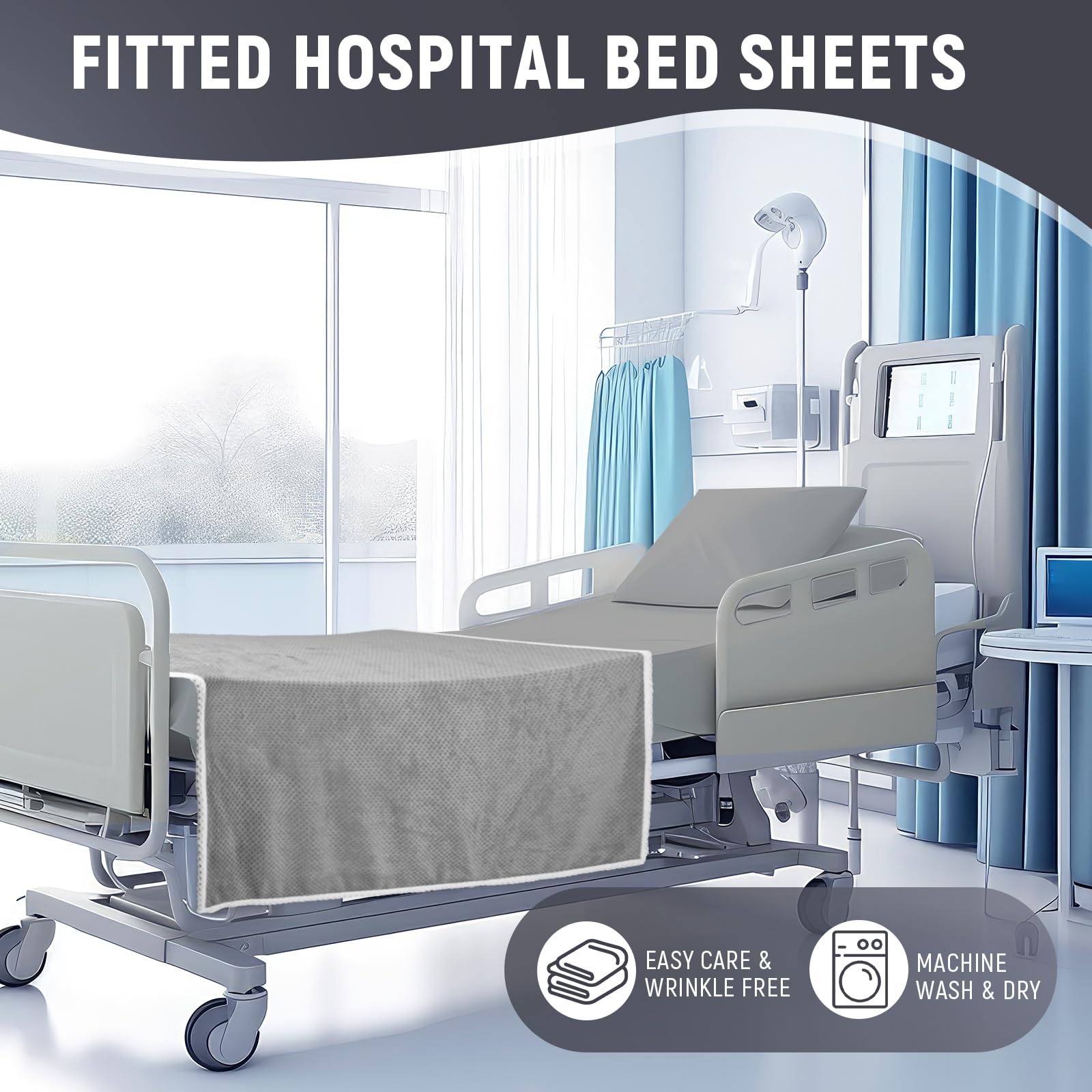 Hospital Bed Sheet Set - 8 Pcs Gray Comfort -7 Hospital Bed Sheet Set - 8 Pcs Gray Comfort -7