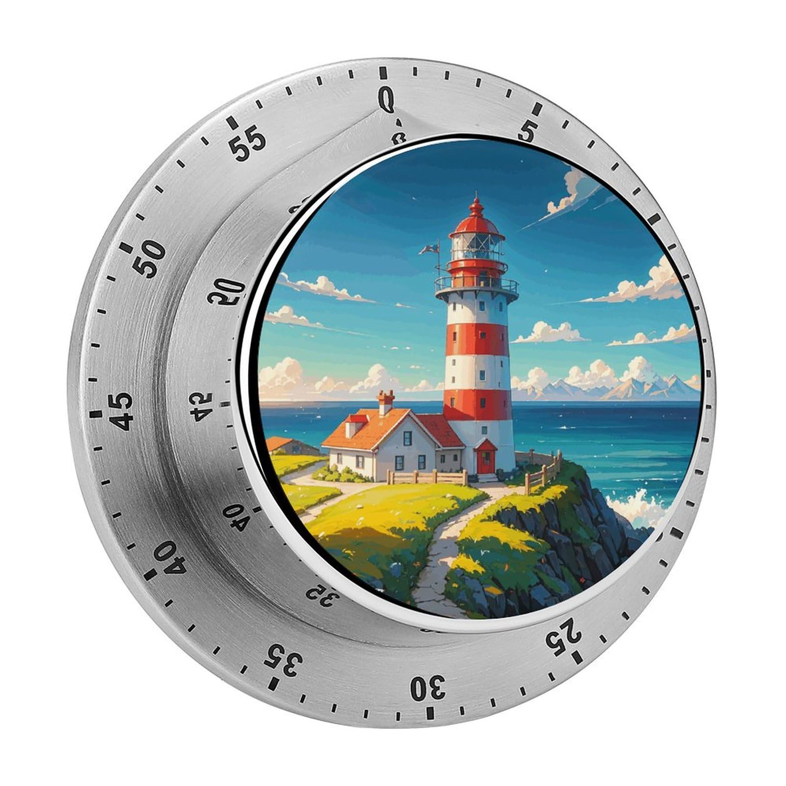 Lighthouse Diamond Paint Manual Countdown Timer with Magnetic Base Visual Mechanical Timer for Classroom Home Study and Cooking