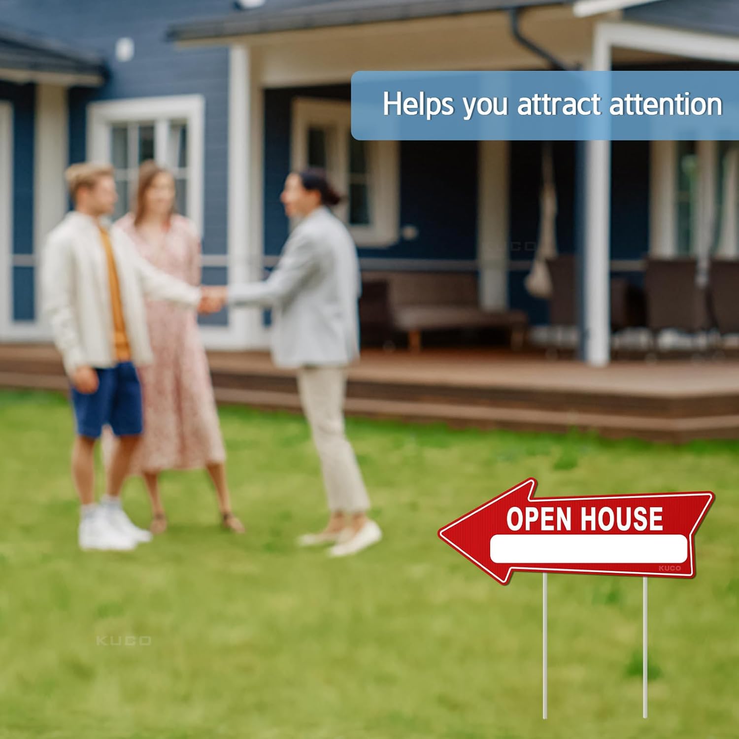 Open House Signs for Real Estate (9 Pcs), 6 Pcs Directional Arrows Signs, 3 Pcs Open House Sign, Double Sided Large Yard Sign with Stakes, Real Estate Agents Supplies, Flag - compatible, Red