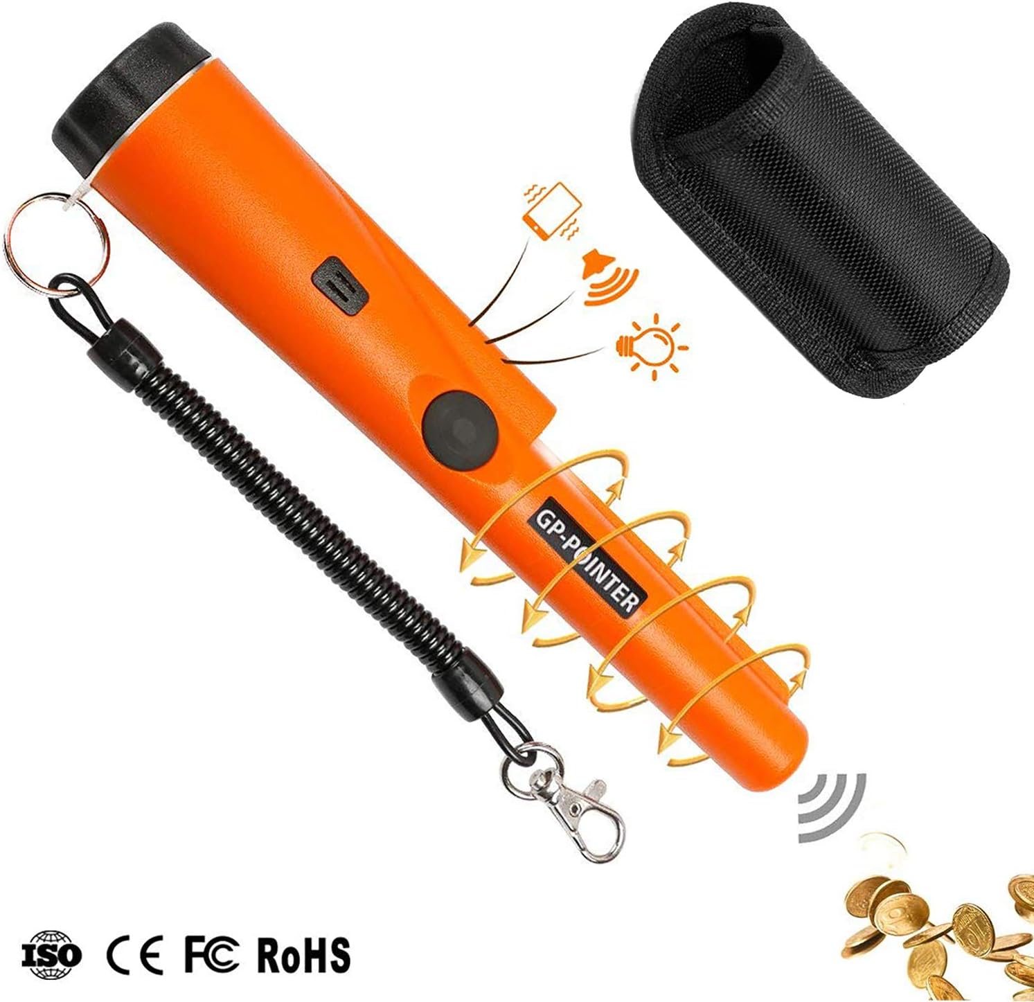 Metal Detector,Lightweight Waterproof Easy Operate Pinpointer 360° Scan Buzzer Vibration Automatic Tuning Good Helper of Ground Metal Detector for Gold Coin Treasure Hunt Junior Beginner Adult