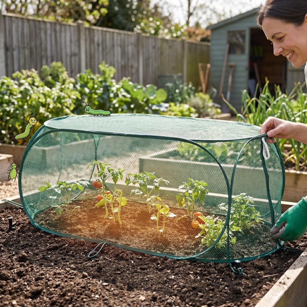 Fruit Cage, Foldable Green Plant Protection Raised Bed Cover, Garden Net For Vegetable Seedlings, Fruit Cages For Allotment, Anti-insect Cold & Sun Shield (38.98×17.72×15.75 Inch), Raised Bed Cover, F