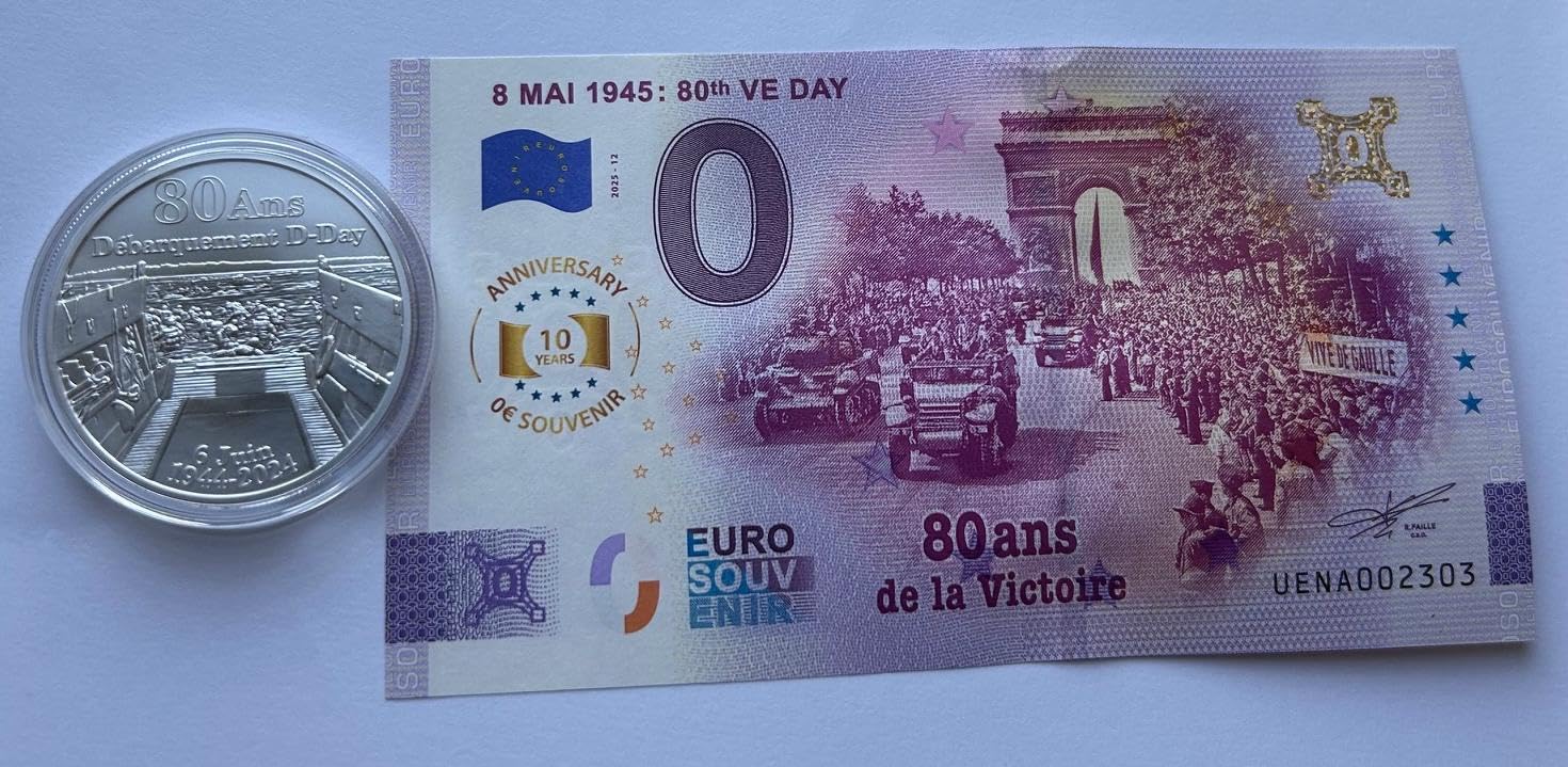 1 Unze Silbermünze 80 Jahrestag D-Day 2024 Kamerun mit Souvenirbanknote Limitierte Auflage 500 Stück