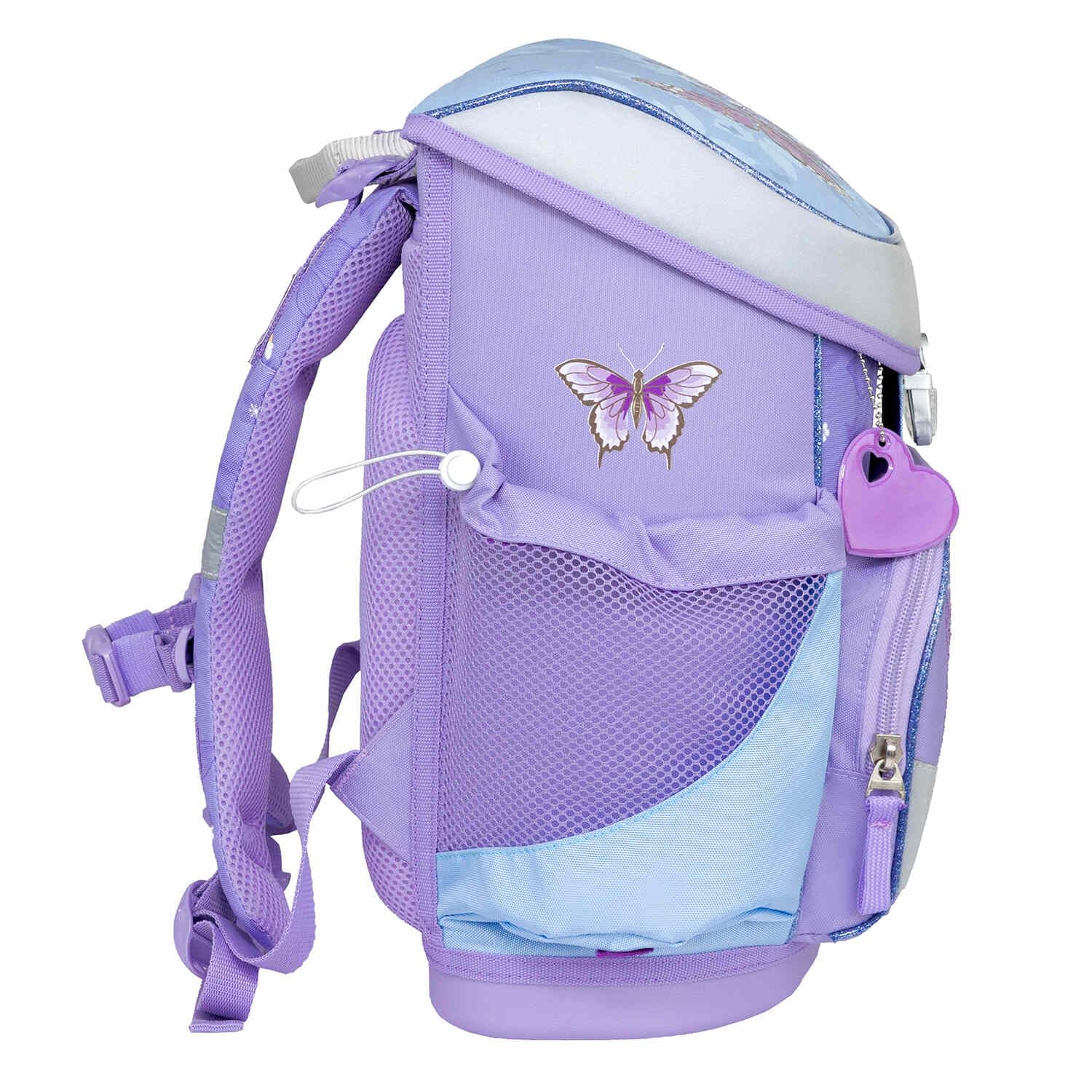 Belmil Mini-Fit Schulranzen Set 4 -teilig (405-33/AG/S) (Purple Blue Butterfly)