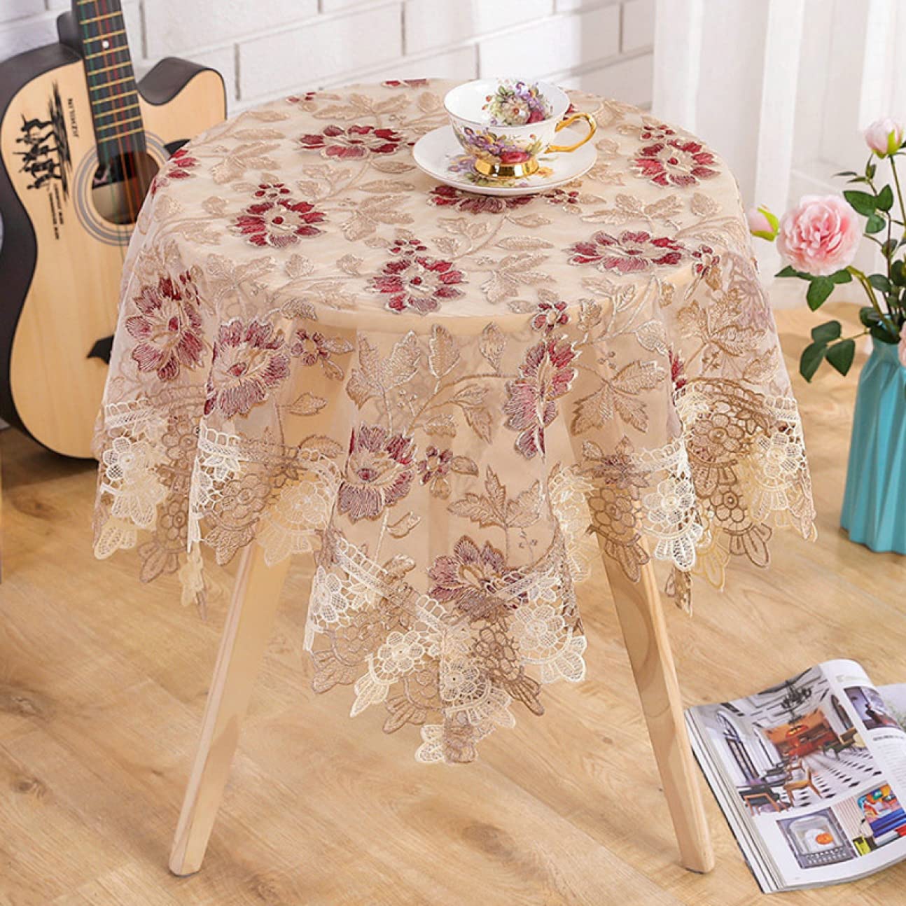 テーブルカバー Amazon｜撥水 テーブルクロス オレンジ 円形 滑り止め 135*135