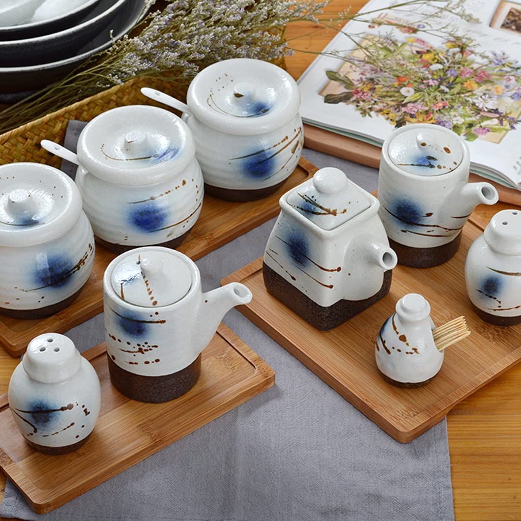 ULTRAWAVE Puszka na przyprawy japoński ceramiczny słoik chili butelka pieprzu sushi słoik na przyprawy zestaw słoik na sól słodki i kwaśny garnek sos sojowy słoik na przyprawy
