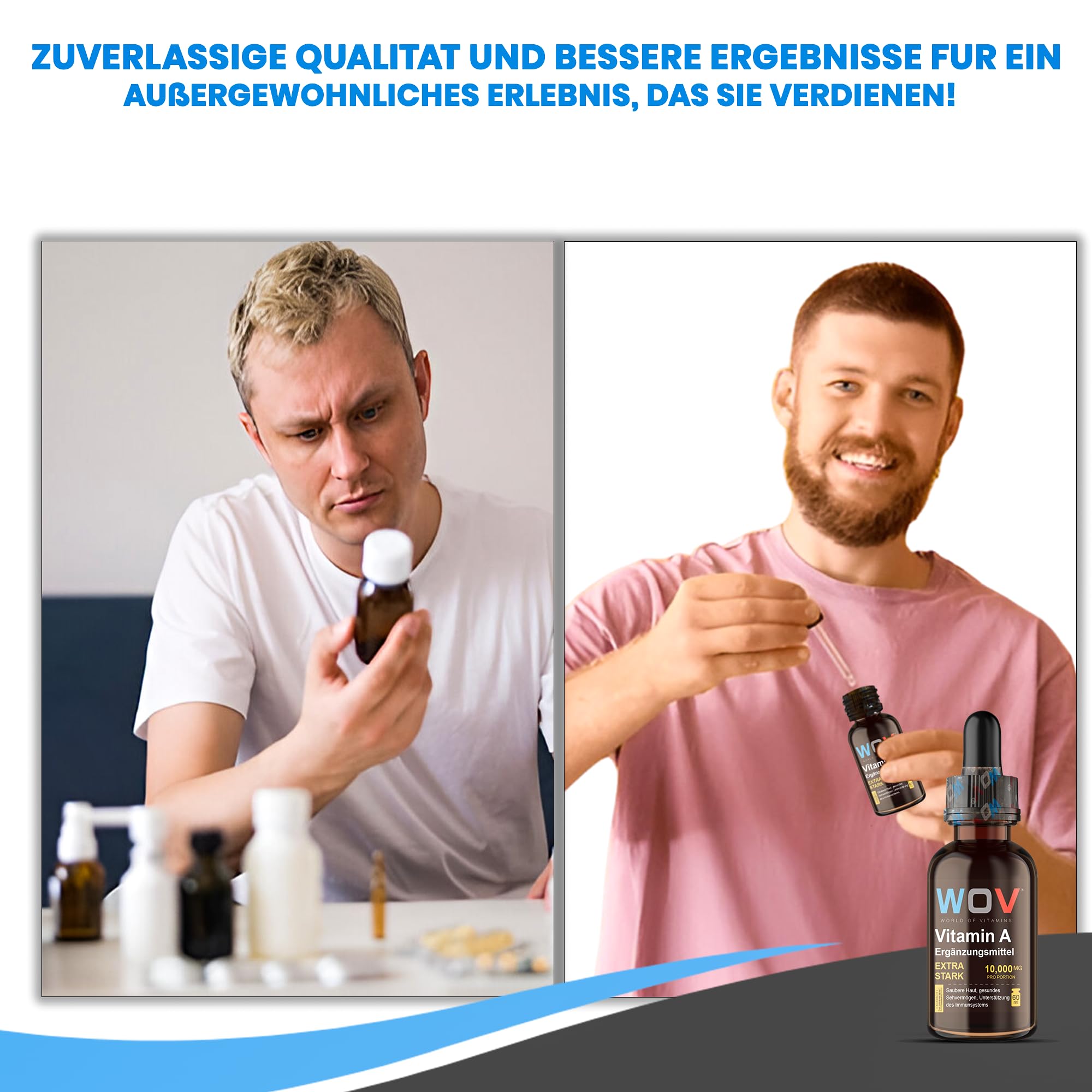 WOV Vitamin A Tropfen 10.000 mg - 60 ml (2000 Tropfen) - Vegan Retinol in MCT-Kokosöl - Hochdosiert für Haut, Augen & Immunsystem - Laborgeprüft, Zusatzstofffrei