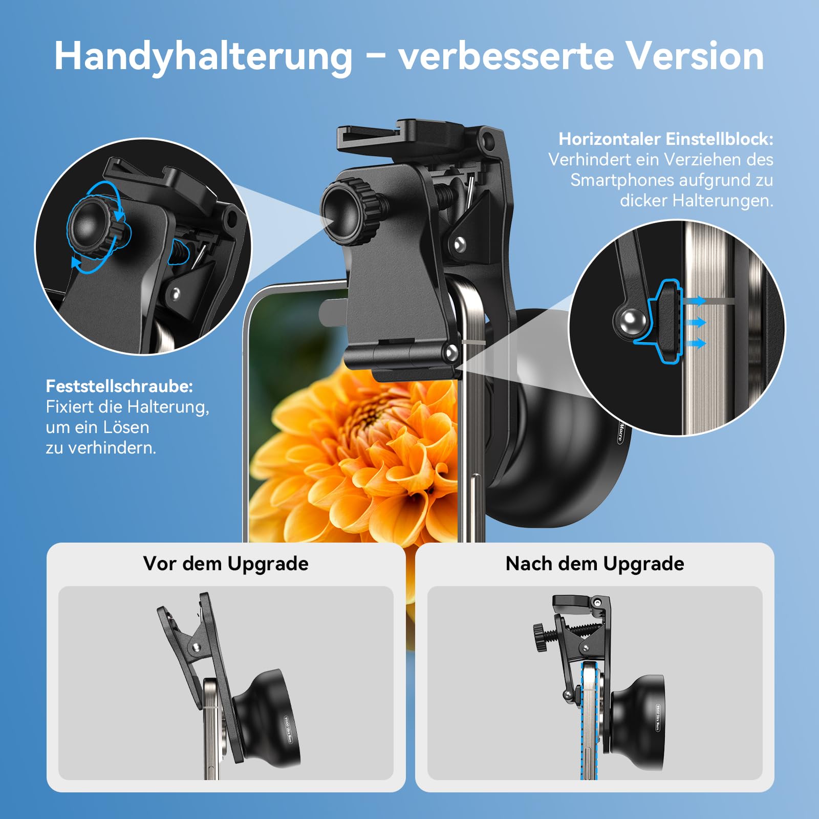 APEXEL HB100 Ultra HD Handy Makroobjektiv mit 52 mm CPL & Sternfilter, F1.05-Blende & AF-Beschichtung, Handy Kamera Objektiv Passend für iPhone, Samsung, Pixel und andere Smartphones