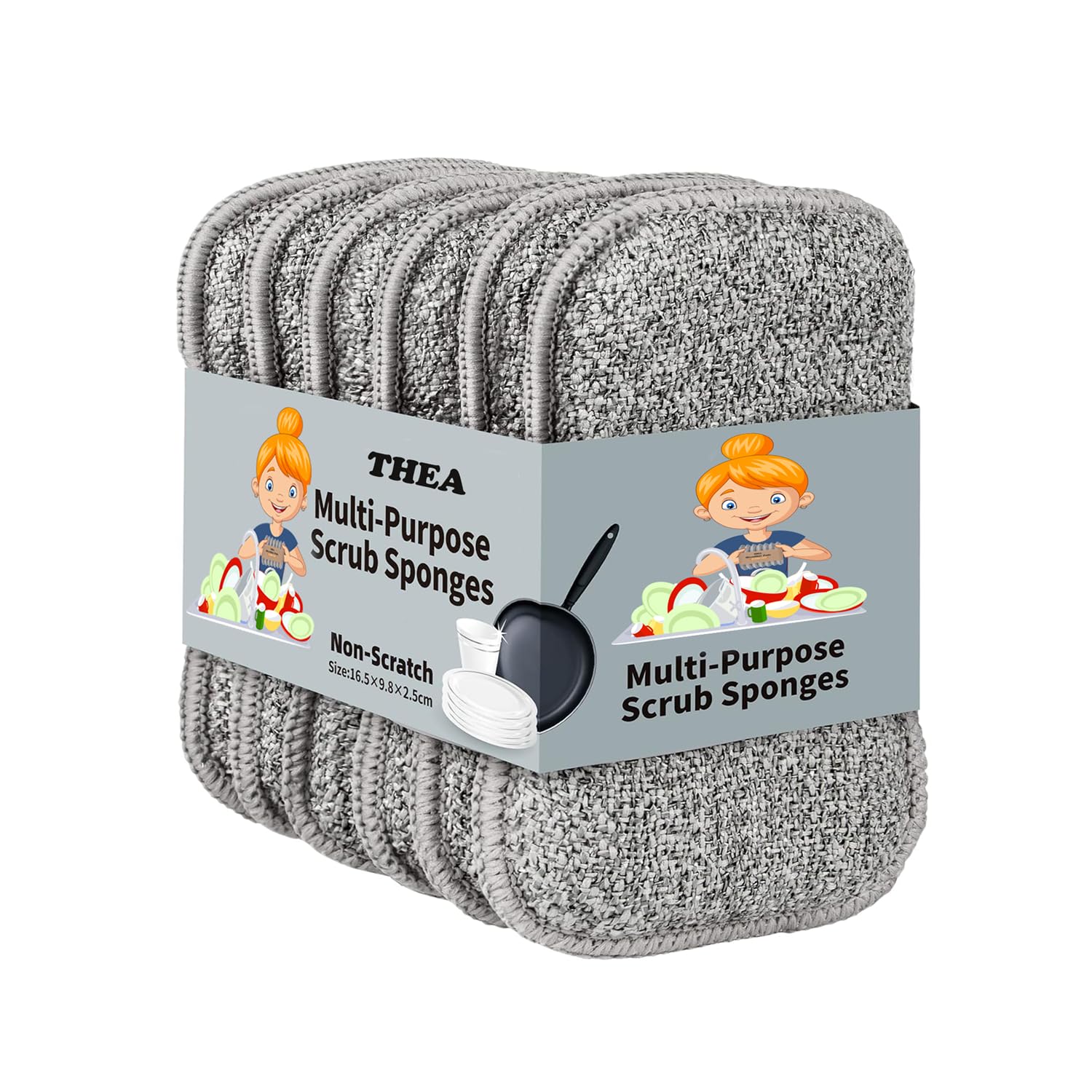 THEA Multi-Purpose Scrub Sponge Pad (Pack of 5) – Reusable Non-Scratch Microfiber Scrubber for Kitchen & Bathroom | Dish Wash, Utensils Cleaning, Steel Wool & Wire Cloth Alternative-image-18
