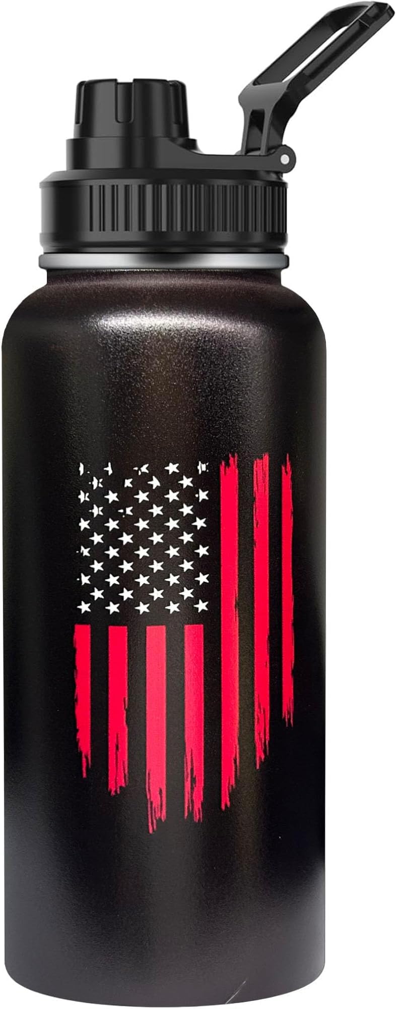 32 Oz American Flag Sports Water Bottle, 18/8 Wall Vacuum Insulated Stainless Steel Tumbler with Straw Lid & Spout Lid, Leak Proof, BPA Free