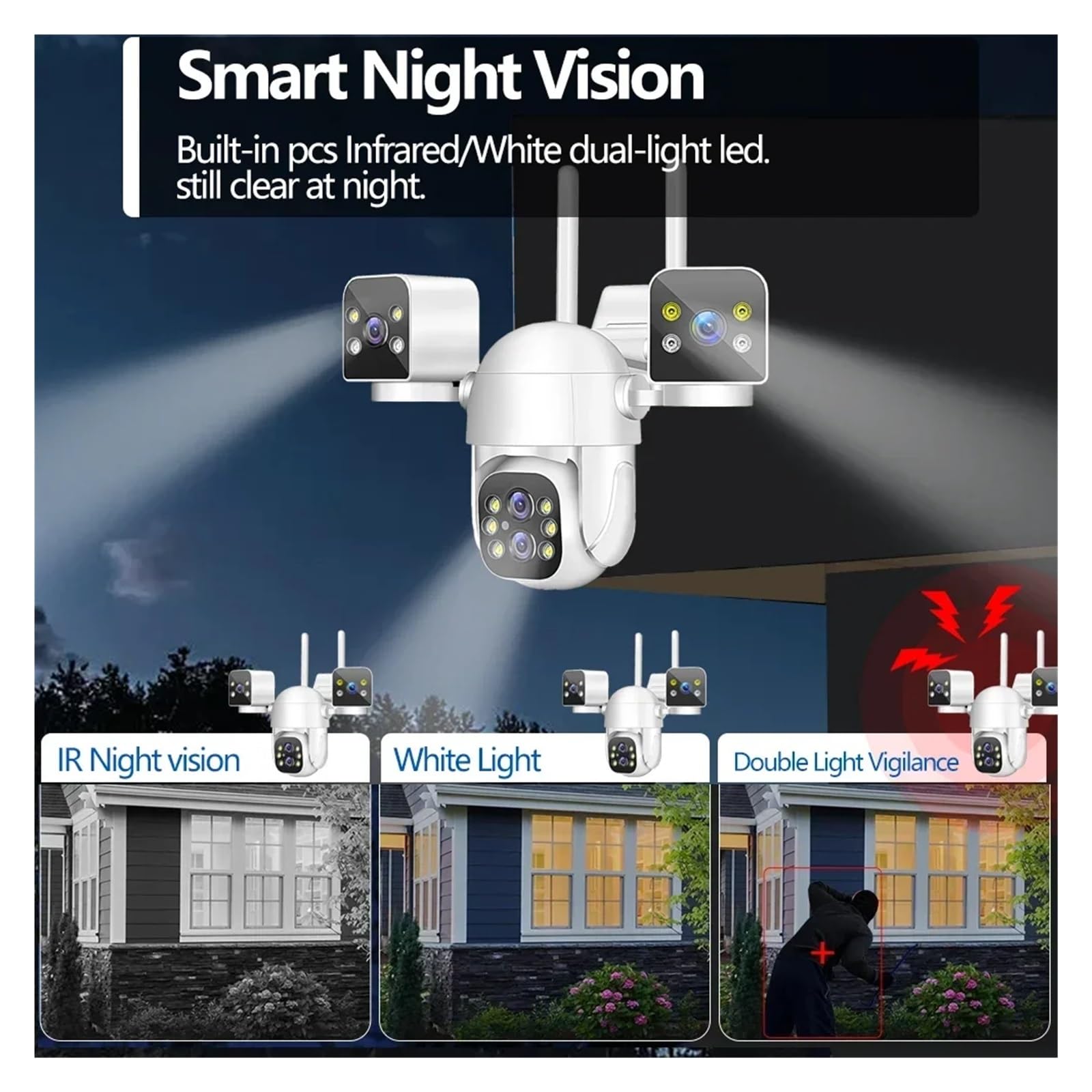 Telecamera WiFi for esterni da 16MP 8K con obiettivo quadruplo