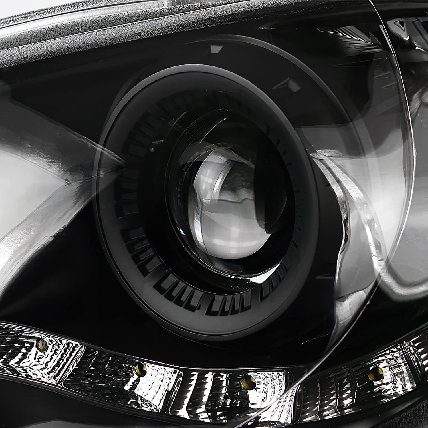 SPEC-D TUNING Black Projector Headlights w/LED Strip Compatible with 2006-2007 Subaru Impreza WRX, Left + Right Pair Headlamps Assembly