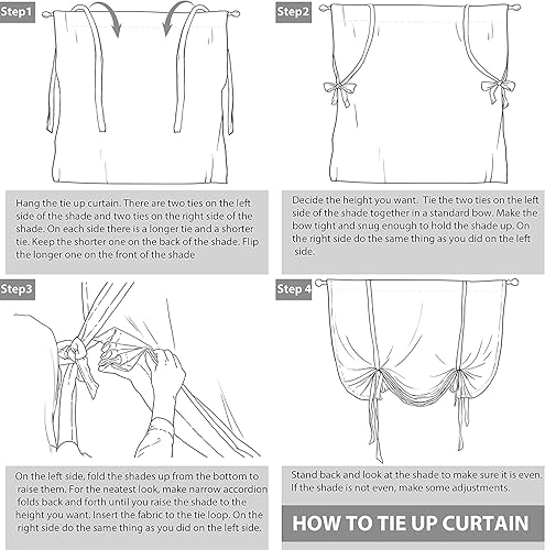 Miniatura 6 de DriftAway Farmhouse - Cortina opaca de mezcla de lino para cocina, cortinas de lino con estampado de rayas verticales, cortina de amarre para