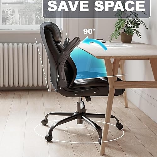 Miniatura 7 de AnyGod Sillas ergonómicas de escritorio con respaldo medio, cómodas para la oficina en casa con reposabrazos abatibles, soporte lumbar, altura