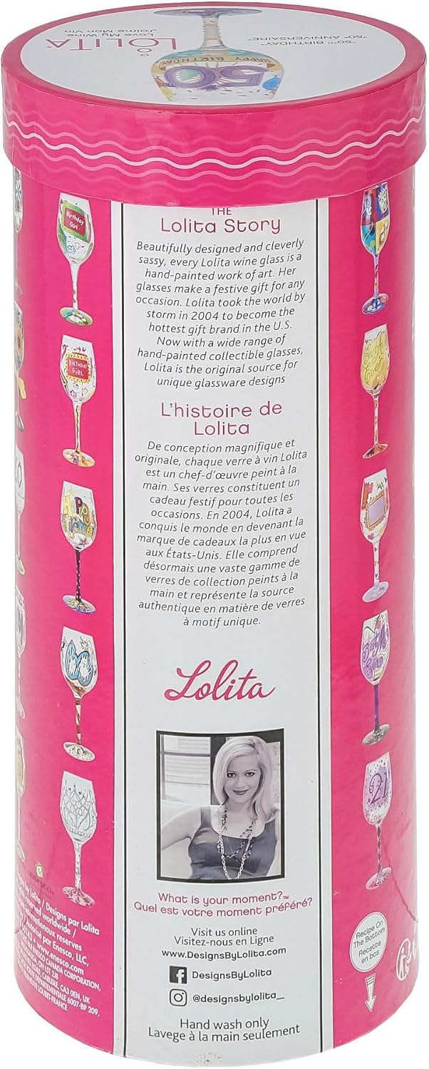 Enesco Designs by Lolita Happy 50th Birthday Hand-Painted Artisan Wine Glass, 15 Ounce, Multicolor - Image 9