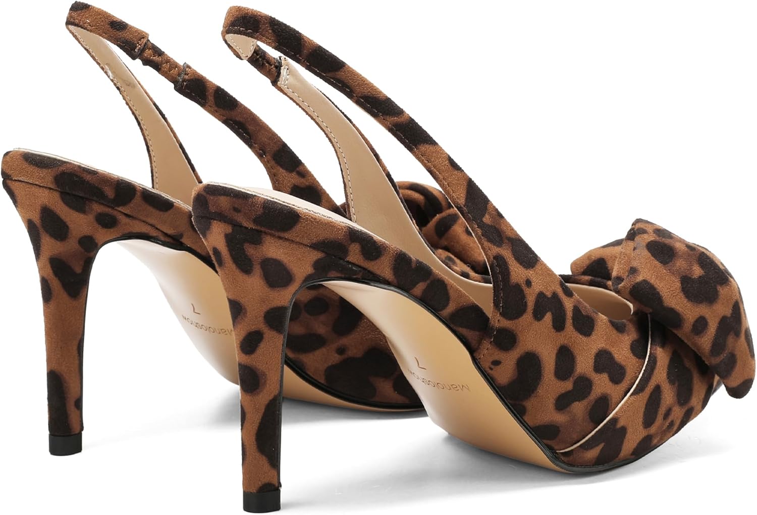 Women's Slingback Pumps Bow Pointed Toe Pumps with Elasticated Strap Pumps for Women 3.3" High Heels Evening Comfy Dress Shoes - Image 4