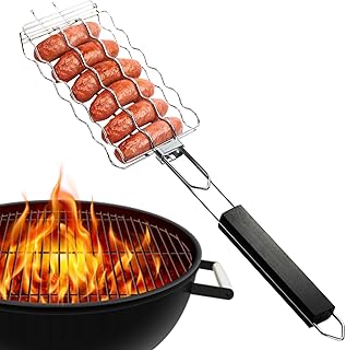 Cesto Linguiças,Churrasco Salsicha Grelhar Cesta | Cesta para churrasco para 6 elos salsicha, cesta para grelhar acessórios para churrasco para legumes, camarão, peixe, bife e Ngumms