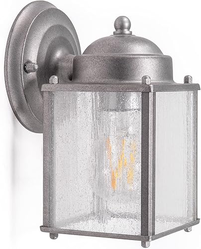 Miniatura 1 de CORAMDEO Luz cuadrada de autocar para exteriores, patio, cubierta, granero, ubicación húmeda, enchufe de base media estándar, acabado galvanizado