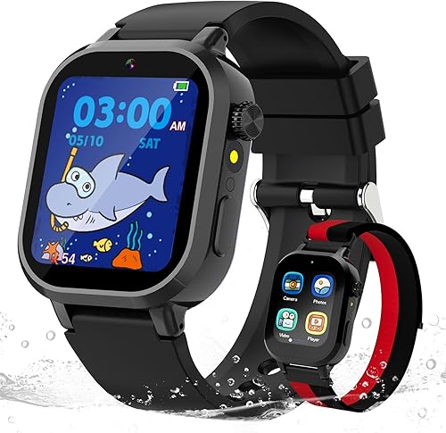 Miniatura 10 de Reloj inteligente impermeable para niños, regalo para niñas, edad 3-12 años, con 39 juegos, pantalla táctil HD, reproductor de música, cámara de