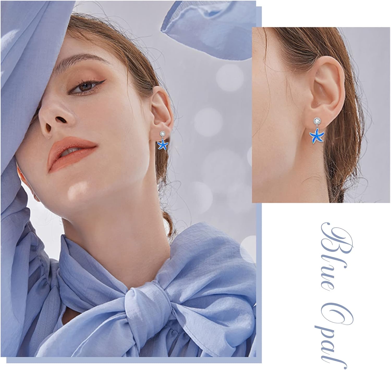 925 Sterling Silver Starfish Drop Studs Earrings, Hypoallergenic Earrings for Sensitive Ears,Starfish Nautical Sea Beach Ocean Jewelry Mother Day for Women Wife with Packing Box