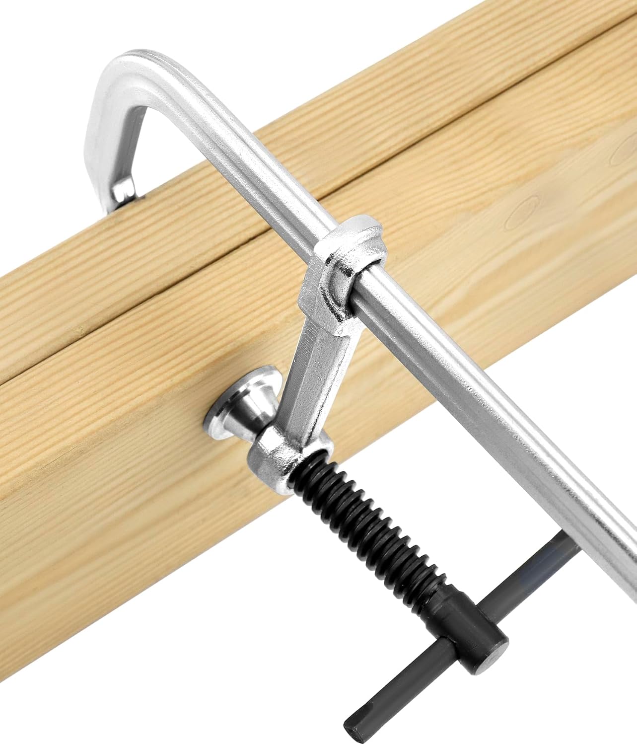 QWORK 8" Heavy Duty F Clamp, 4 Pack Drop-forged Bar Clamp, 2-1/4 Inch Throat Depth, Professional Forging Jaws, Rail, Spindle and Handle