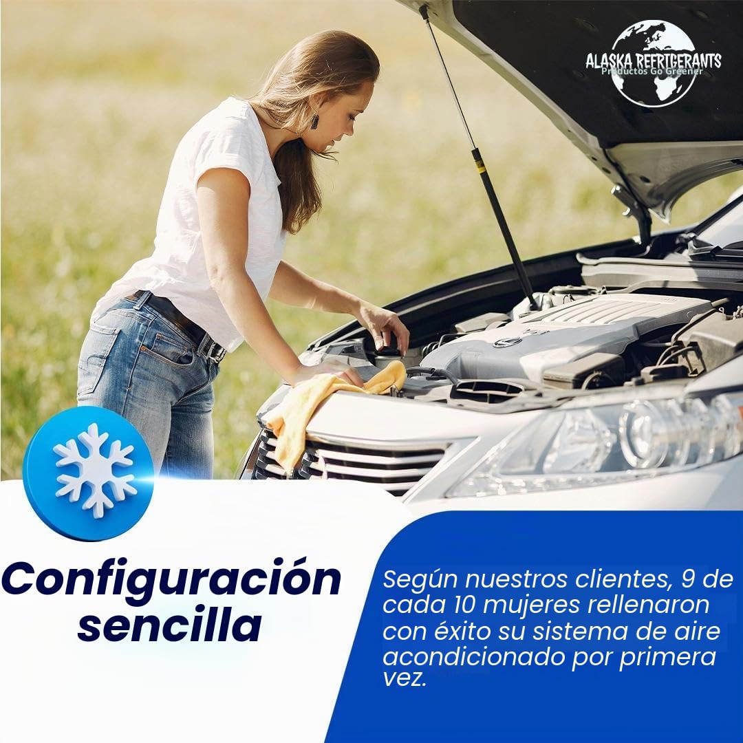 4 x Alaska Refrigerants 3 en 1 R134a refrigerante de repuesto con aceite PAG 100 y sellador