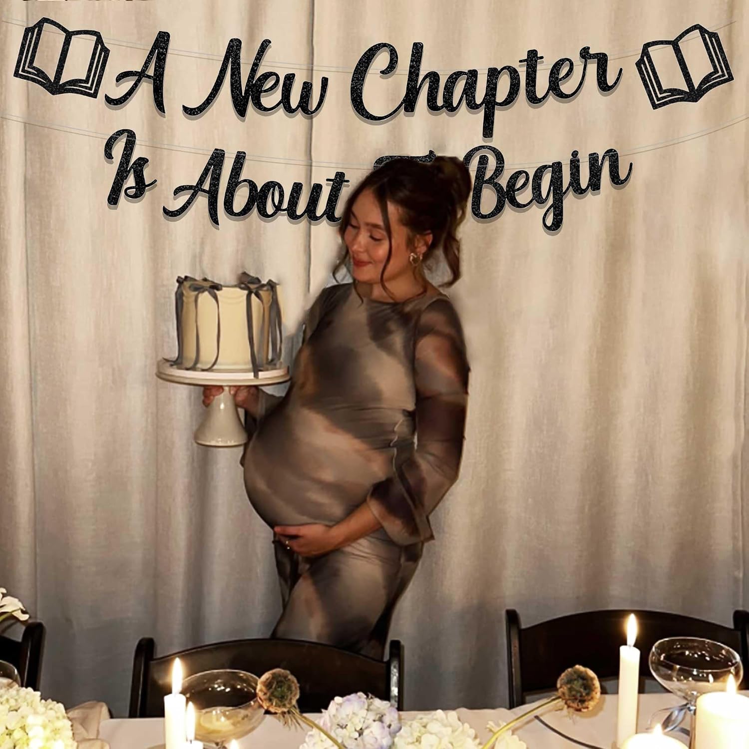 Black A New Chapter Begins Banner Sign Next Chapter Book Themed Party Decoration For Baby Shower The Beginning Of A New Chapter Bridal Shower Decortaion