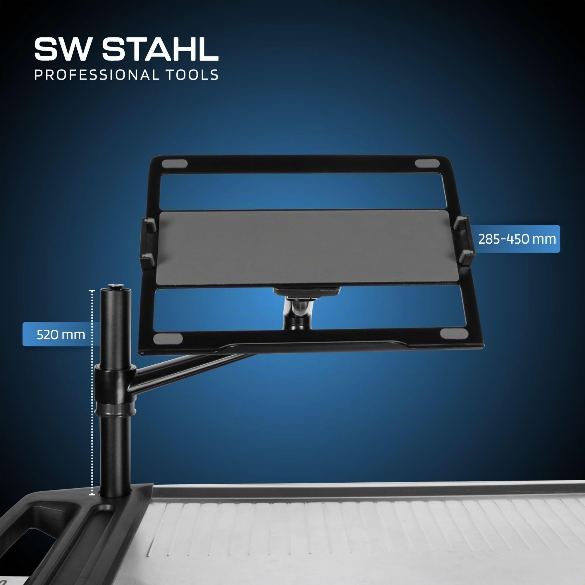 SW-Stahl 07124L Laptop Halter für Werkstattwagen - Tabletständer Schwarz