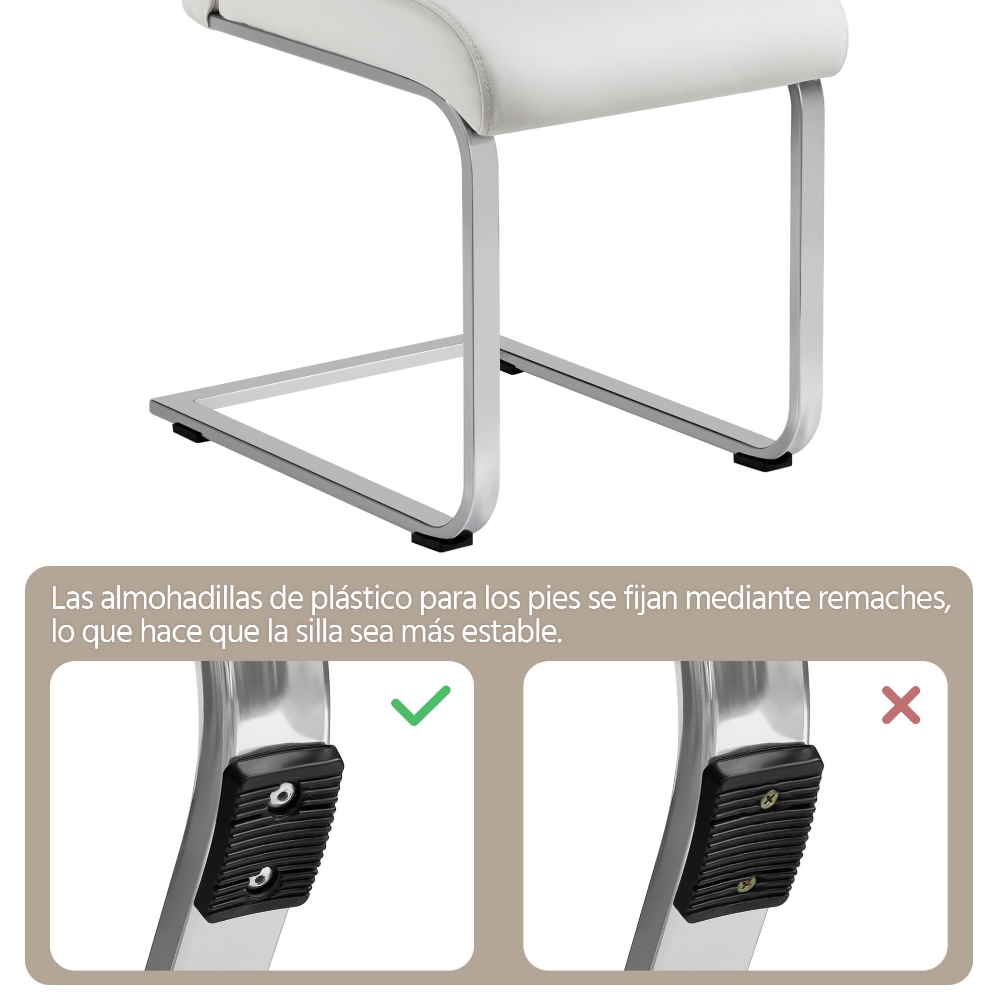 Yaheetech 2 Piezas Sillas de Comedor Sillas de Oficina Conferencia Altura 47cm MAX Carga 135kg Blanco