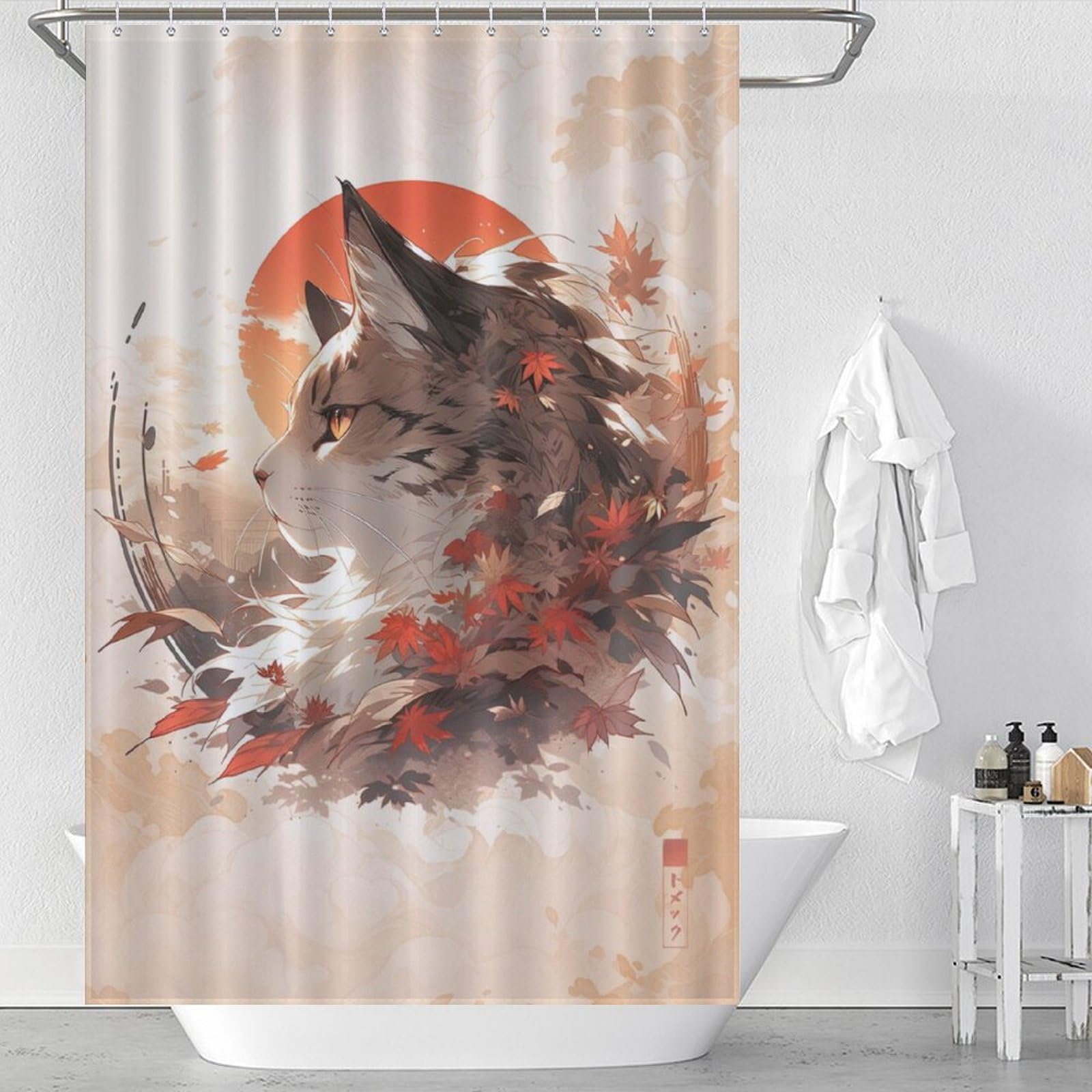 Rideau de douche imperméable et lavable en tissu anti-éclaboussures pour salle de bain moderne