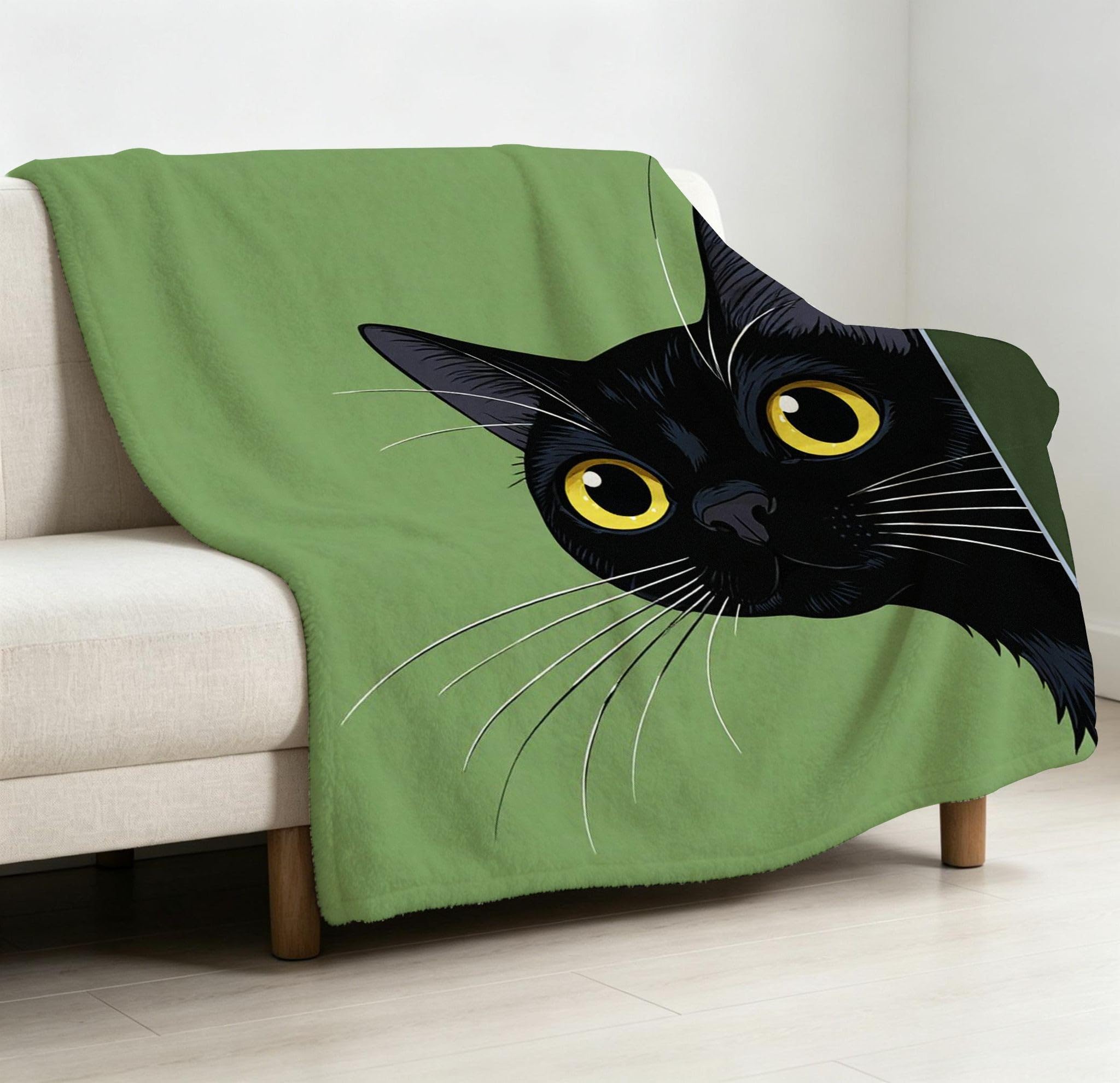 Coperta Pile Matrimoniale 240x260 cm Gatto Nero, Coperta XXL Super Morbida Multiuso Come Copriletto o Plaid da Salotto, Calda e Leggera, Protezione dal Freddo, AW5742