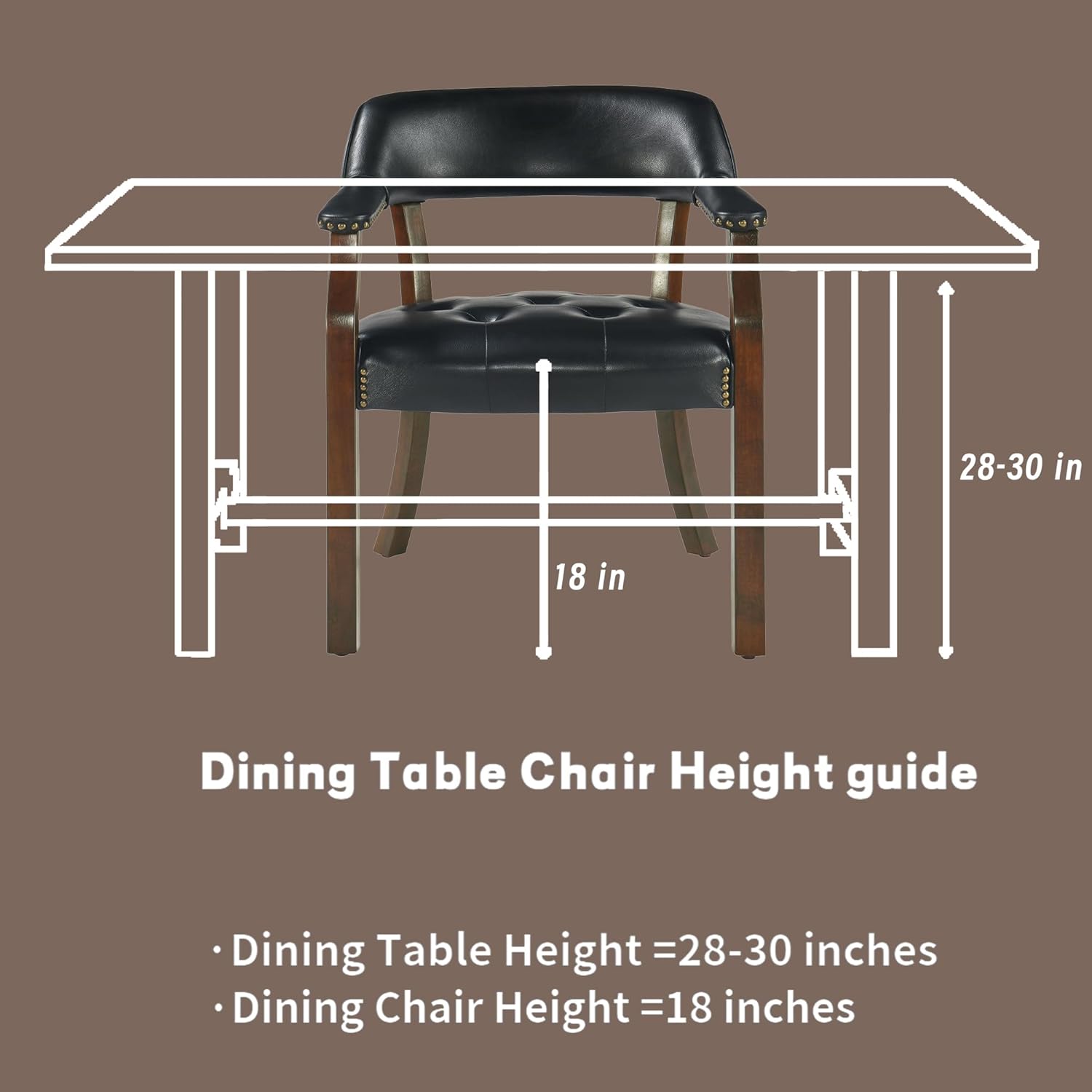 MODERION Large Dining Chairs with Upholstered and Arm,Solid Wood Wide Office Desk Chair Stool. Faux Leather Boss Captain's Chairs,Classic Accent Chairs for Kitchen, Cherry Walnut Legs & Black NX173D