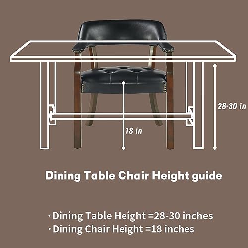 Miniatura 4 de MODERION Sillas de comedor de madera maciza con tapizadas, silla de escritorio de oficina con brazos. Sillas de capitán jefe de piel sintética,