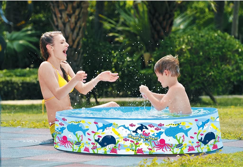 Jilong Paddling Pool Happy Sea Pool Diameter 120 x 25 cm Children's Pool Swimming Pool with Fixed Walls