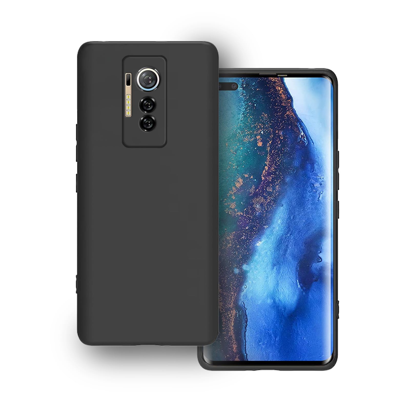 Plus Protection Matte Finished Back Cover Case for Tecno Phantom X | Rubberized TPU | Slim Thin Soft Matte Flexible Matte Touch Shockproof - Matte Black