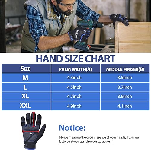 Miniatura 6 de Guantes de trabajo resistentes, guantes mecánicos de protección contra impactos, guantes de trabajo de cuero sintético, capacidad para pantalla