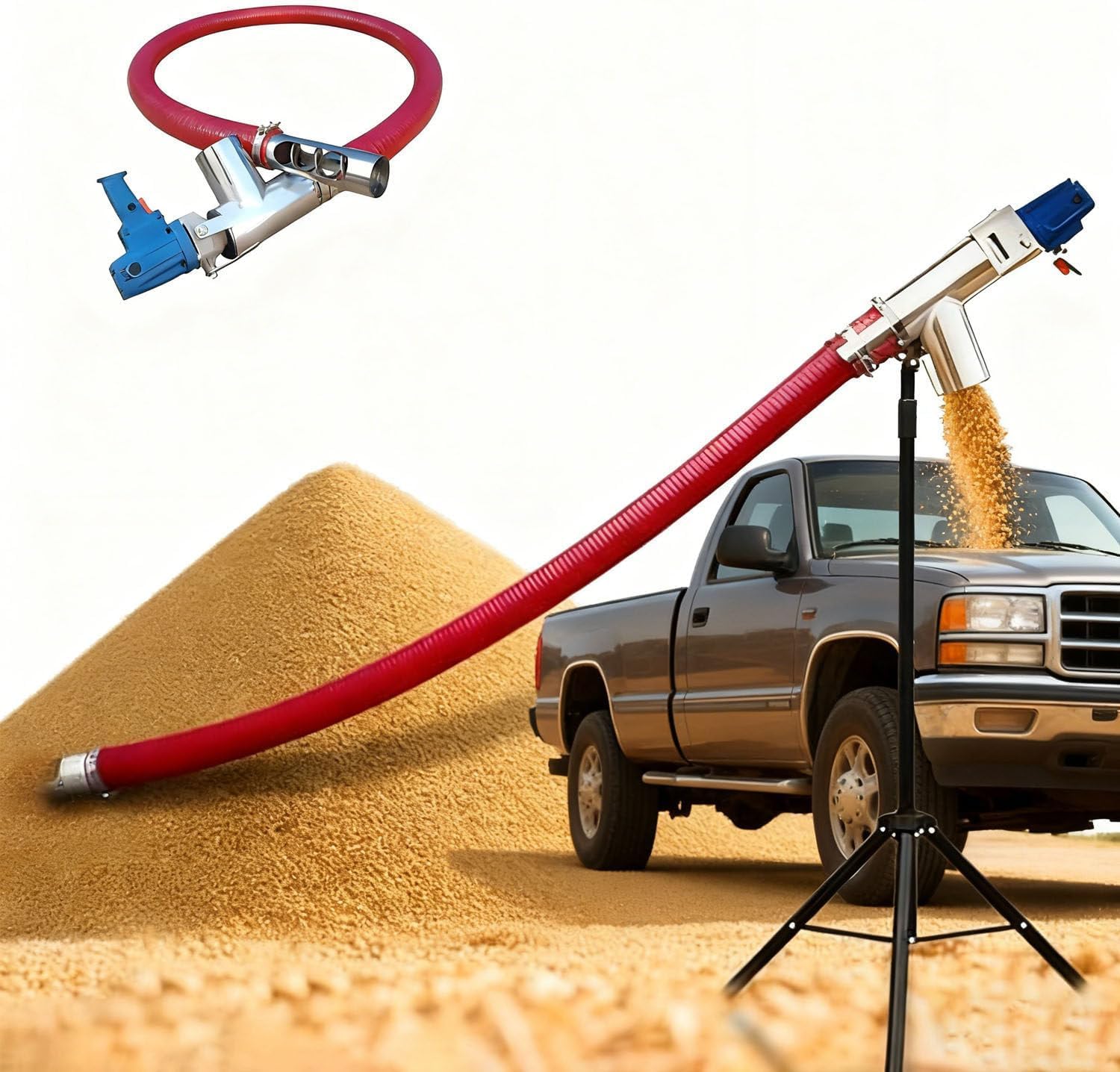 Pompe Daspiration De Grains, Convoyeur À Vis Daspiration Domestique De Grande Capacité, Tuyau De 6 M, Machine À Grains Portable, Convient Aux Grains, Au Ciment, Au Sable Et 1.5m
