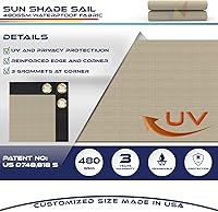 Vista 3 de Windscreen4less 2 x 2 pies, toldo de sol resistente de 480GSM impermeable con borde recto para toldo al aire libre, bloque UV para césped, patio