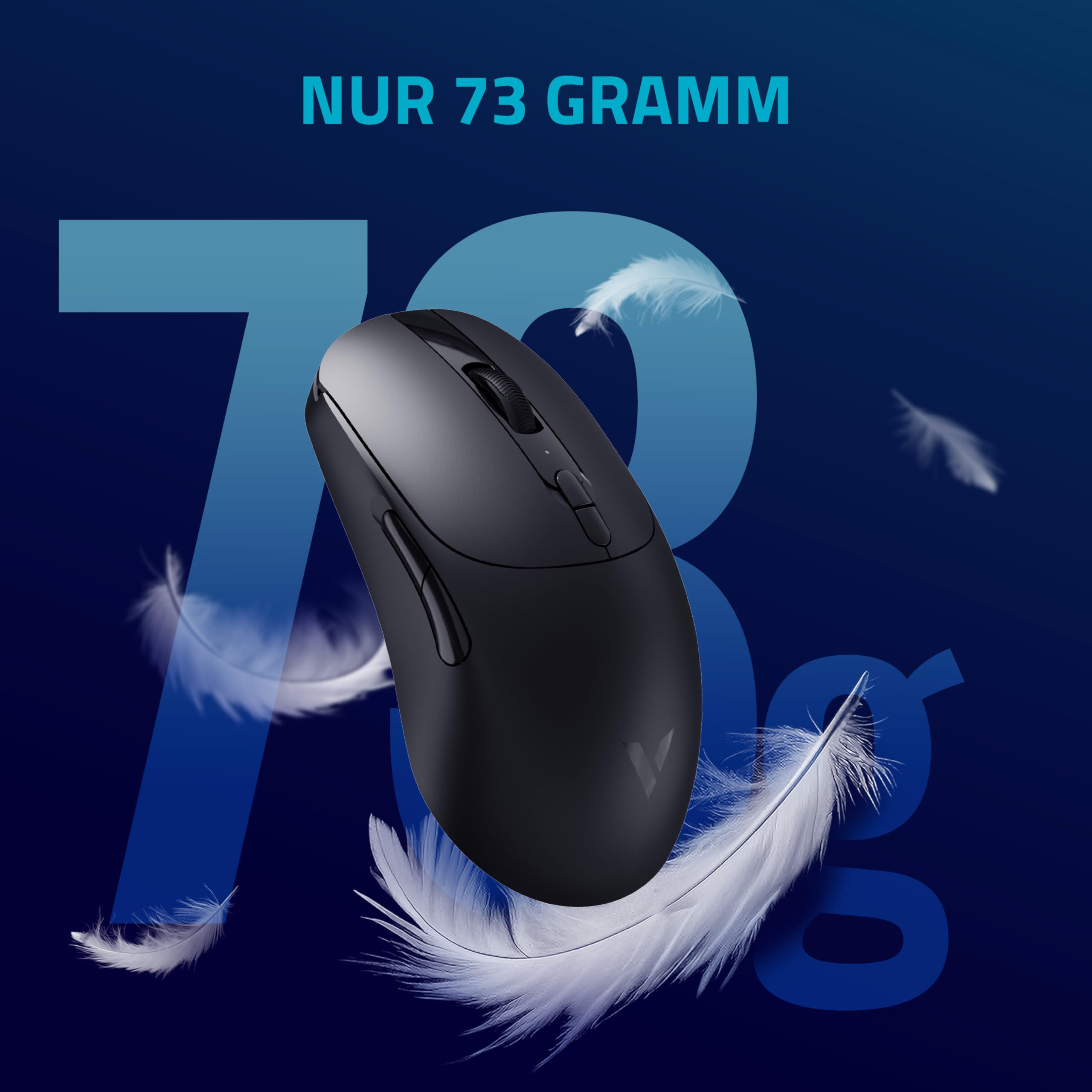 Rapoo V200PRO Souris de Jeu sans Fil Haute Performance 2,4 GHz avec capteur Optique 26000 DPI Accélération 50 G, 650 IPS, jusqu'à 160 h d'autonomie, PC/Mac - Noir