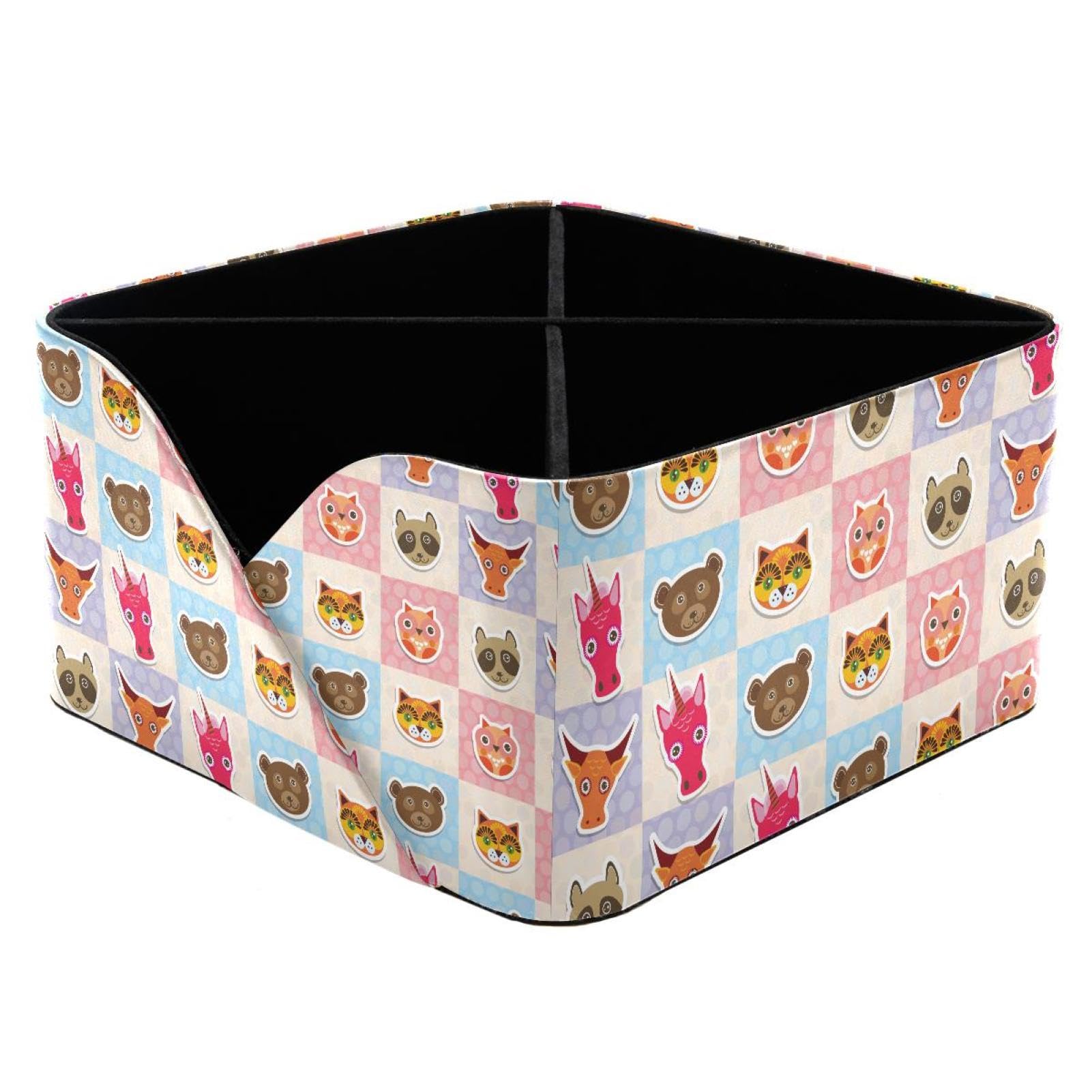 KengjuTesu Funny Animals Owl Raccoon Unicorn Cow Bear Cat Desktop Organizer Pen Holder, Rectangular Pencil Cup for Office, Study and Makeup Stations