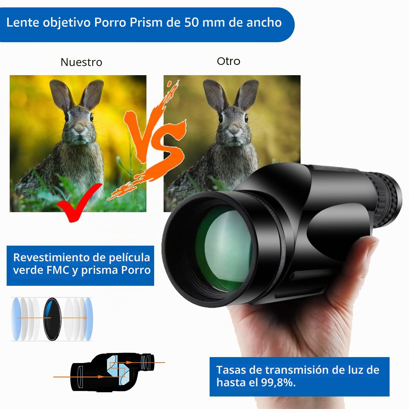 10-30X50 Telescopio monocular FMC BK7 alta ampliación nitrógeno relleno observación aves Viajando Lupa