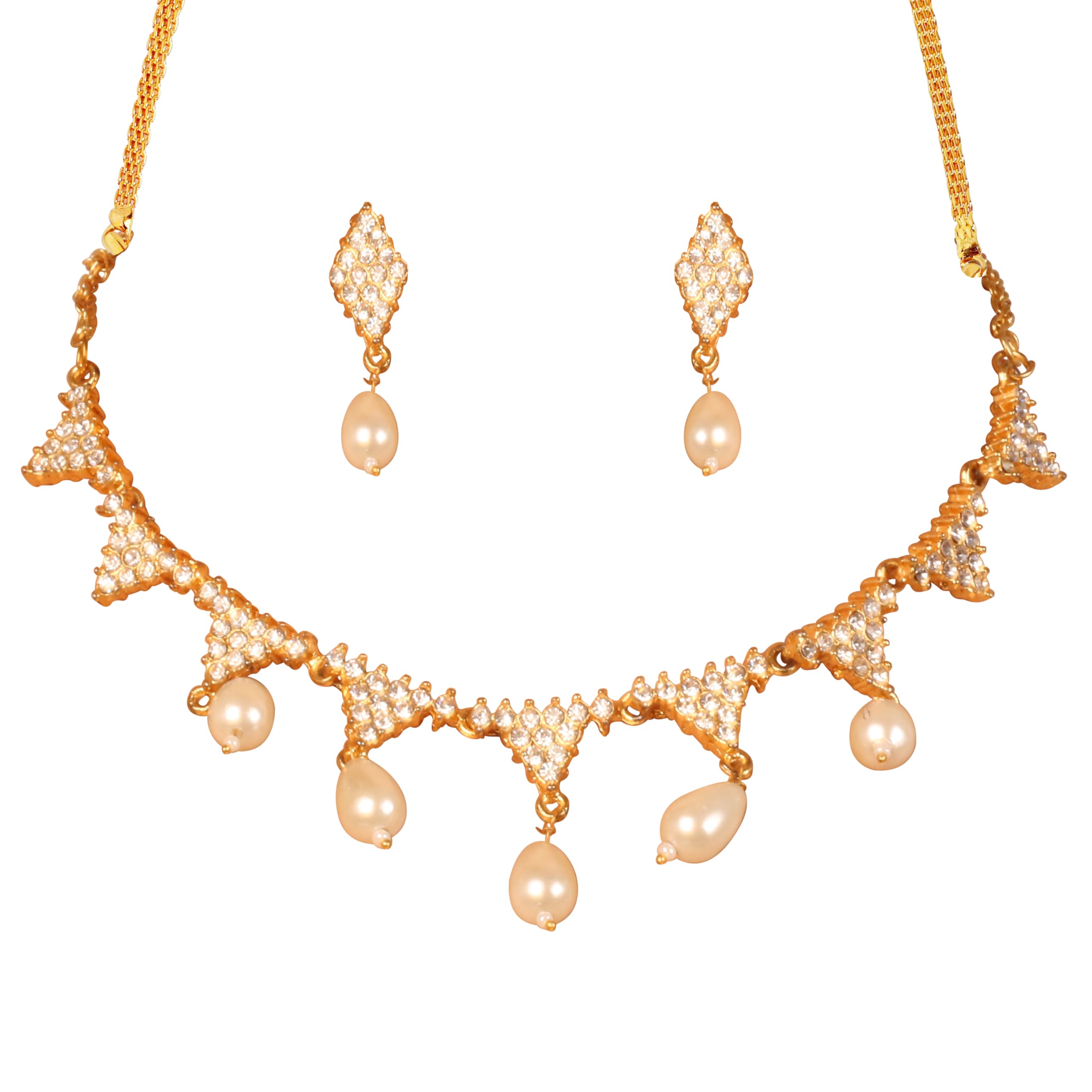 Touchstone Indian Bollywood Rhinestones Designer Bridal Jewelry Necklace Set For Women.