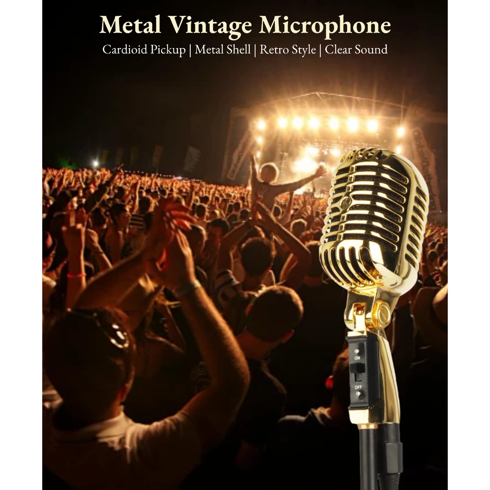 Microfono per Voce Dinamico retrò, Microfono Cardioide Vecchio Stile Vintage, Microfono Classico in Lega di Zinco per KTV, Performance dal, Registrazione in Studio, Podcast,