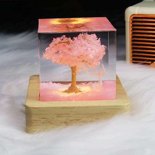 Miniatura 7 de eletriace Adornos decorativos de alce blanco de cerezo rosa, luces nocturnas de resina epoxi, decoración de habitación y sala de estar, regalos