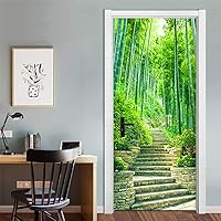 Vista 24 de KACOLOR Calcomanía 3D para puerta de dormitorio, sala de estar, baño, 2 calcomanías de pared, autoadhesivas, impermeables, extraíbles, murales