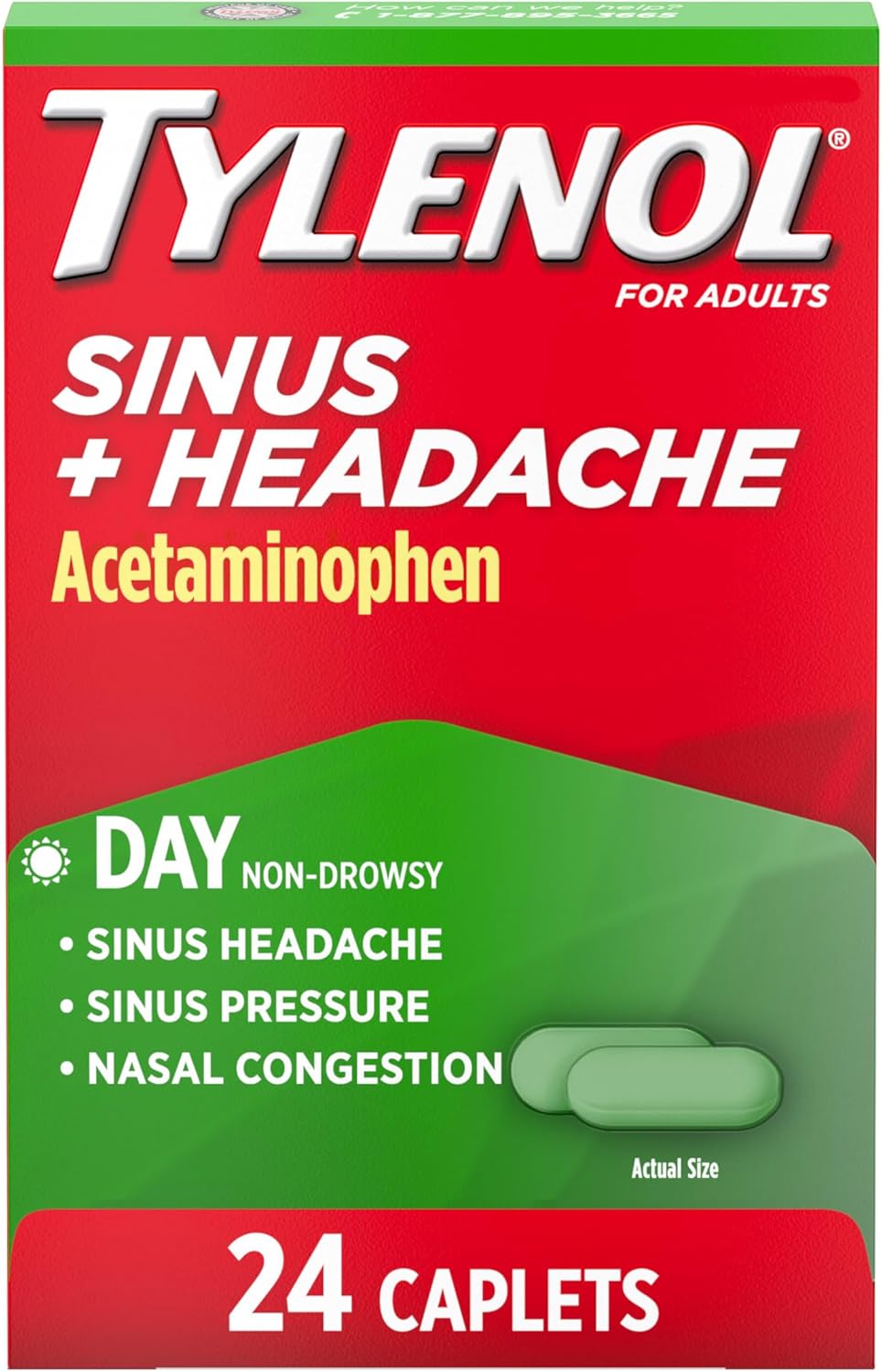 Tylenol Non-Drowsy Relief Caplets for Sinus Pressure, Headache & Nasal Congestion Relief, 24 ct Tylenol Non-Drowsy Relief Caplets for Sinus Pressure, Headache & Nasal Congestion Relief, 24 ct